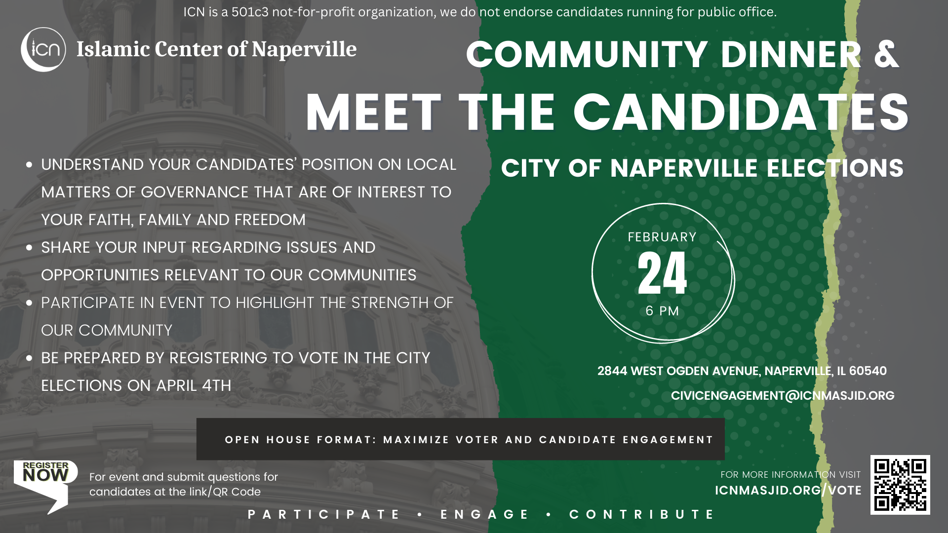 COMMUNITY DINNER & MEET THE CANDIDATES CITY OF NAPERVILLE ELECTIONS